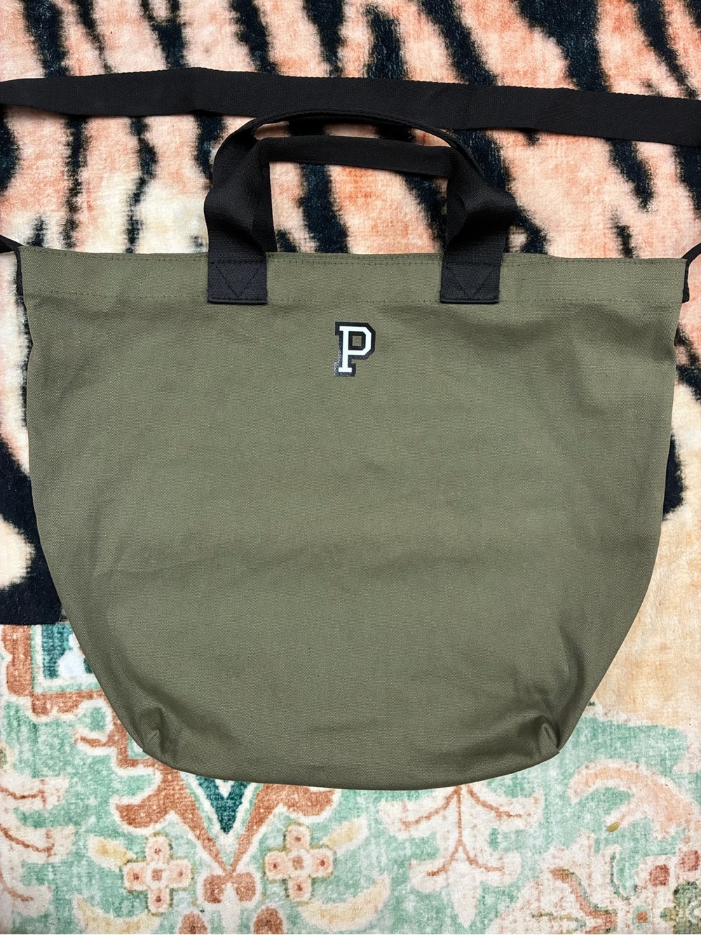 PINK by Victoria’s Secret Olive Green Canvas Tote Bag